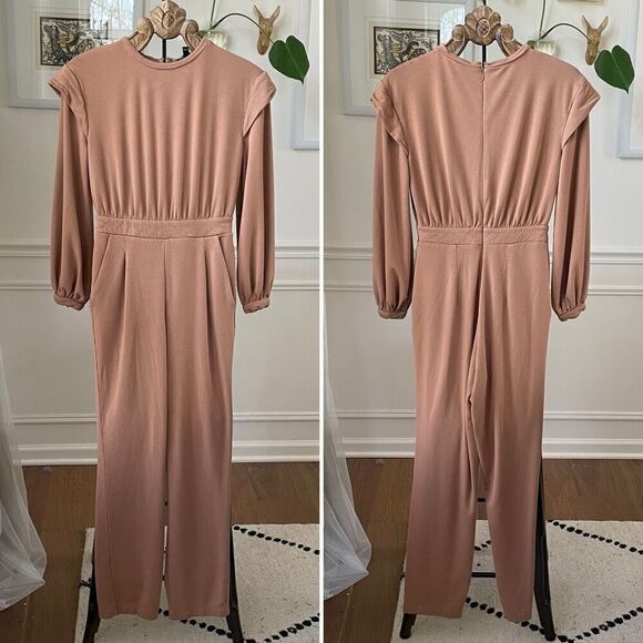 Express Cap Sleeve Lounge Jumpsuit Tan S - Picture 1 of 7